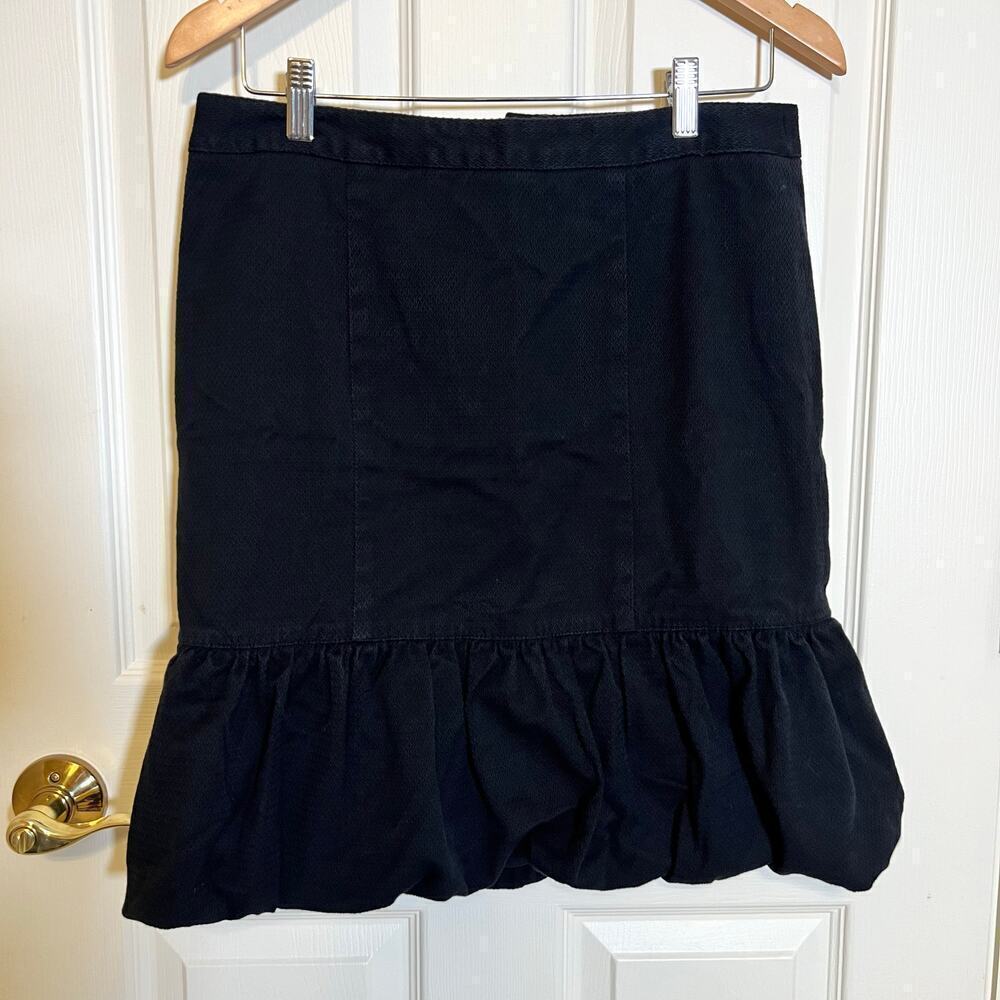 Nanette Lepore Black Skirt Ruffle Hem Size 8 Textured Twee Corpcore
